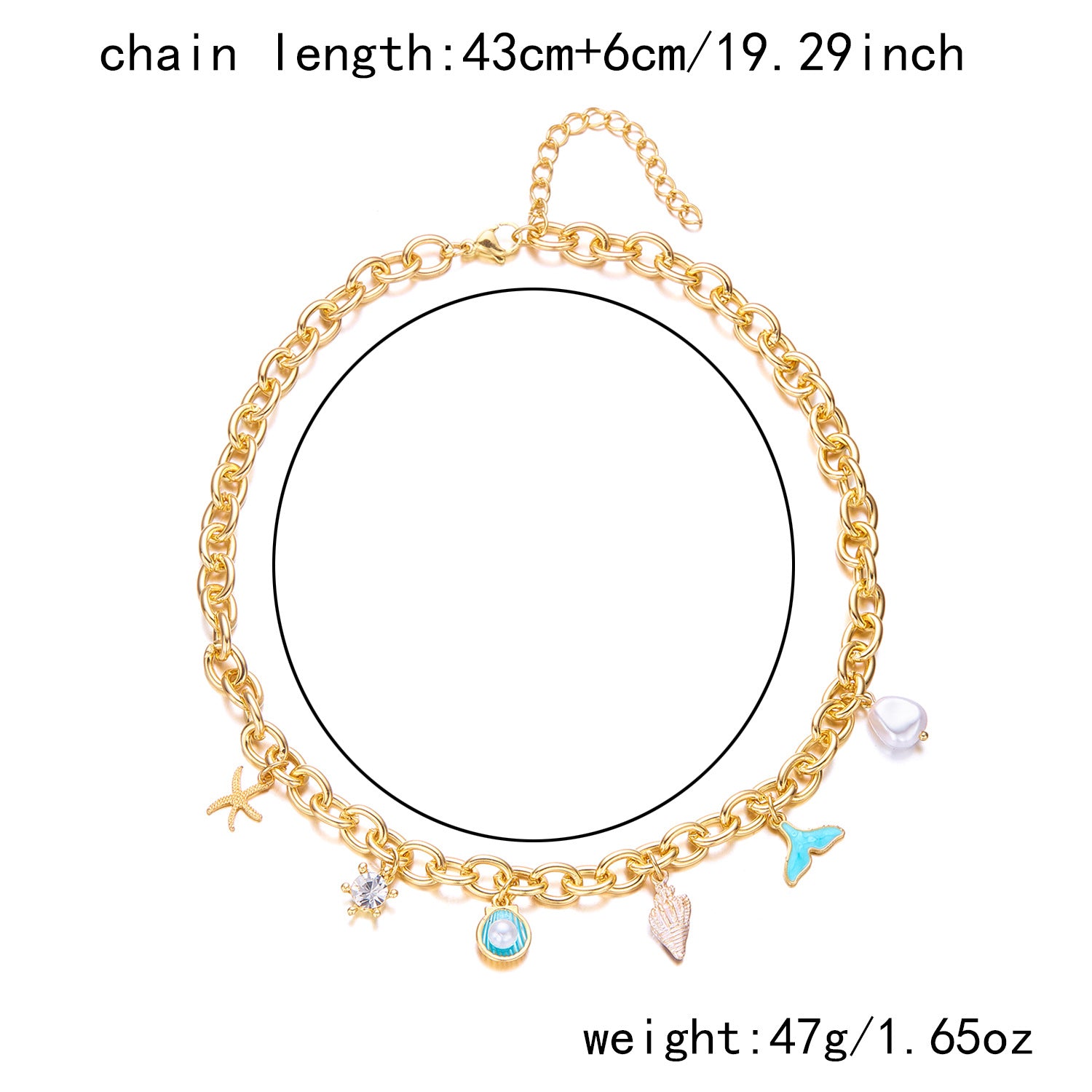 Women's Fashion Starfish Pearl Shell Fishtail Multi-pendant Necklace Bracelet - Zentrova Women's Fashion Starfish Pearl Shell Fishtail Multi-pendant Necklace Bracelet - Zentrova